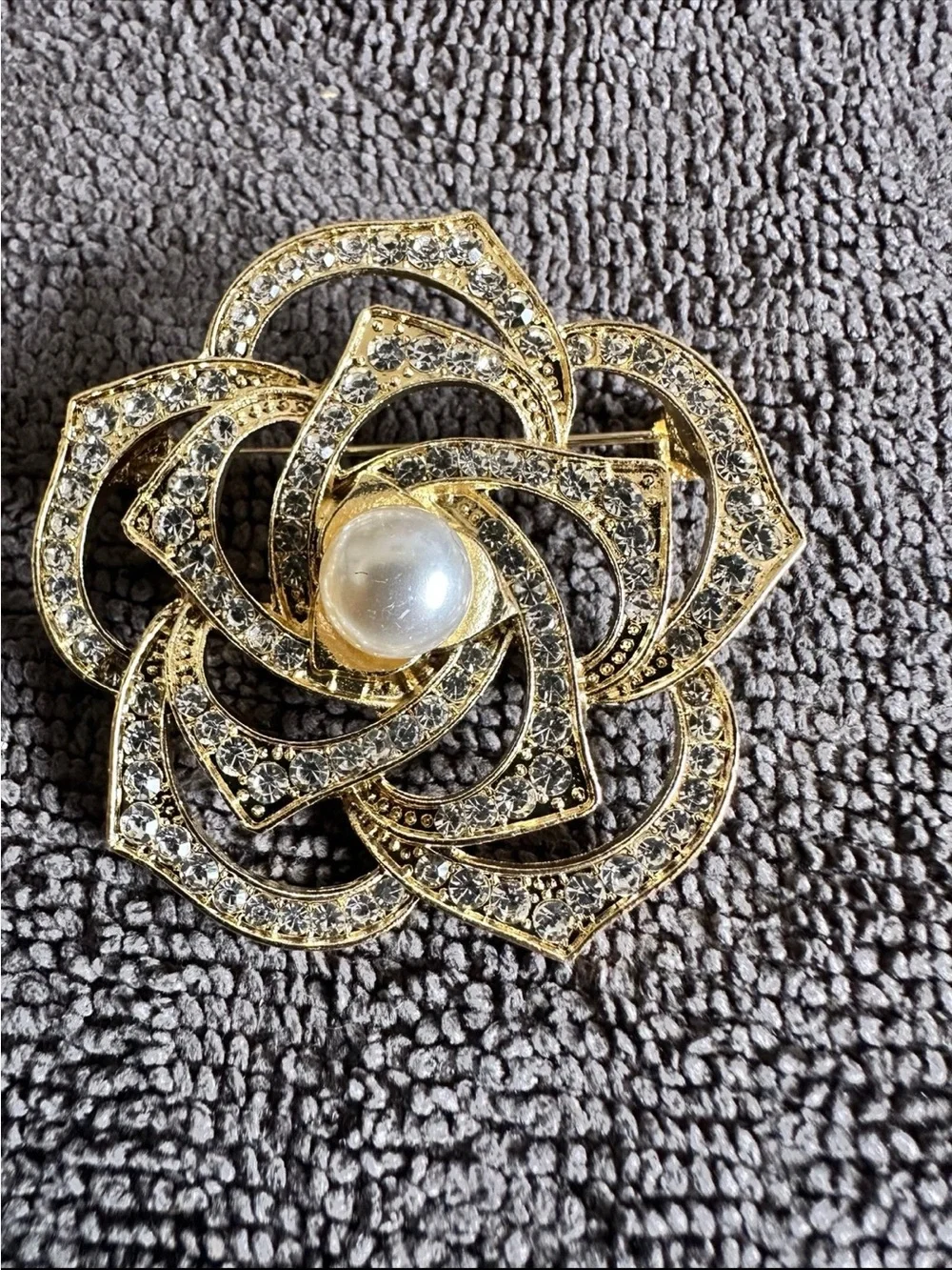 Gold-Tone Pearl & Crystal Floral Brooch - Women Jewelry